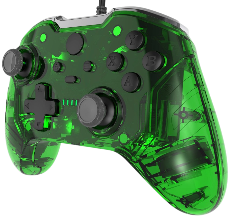 průhledný zelený xbox series ovladač
