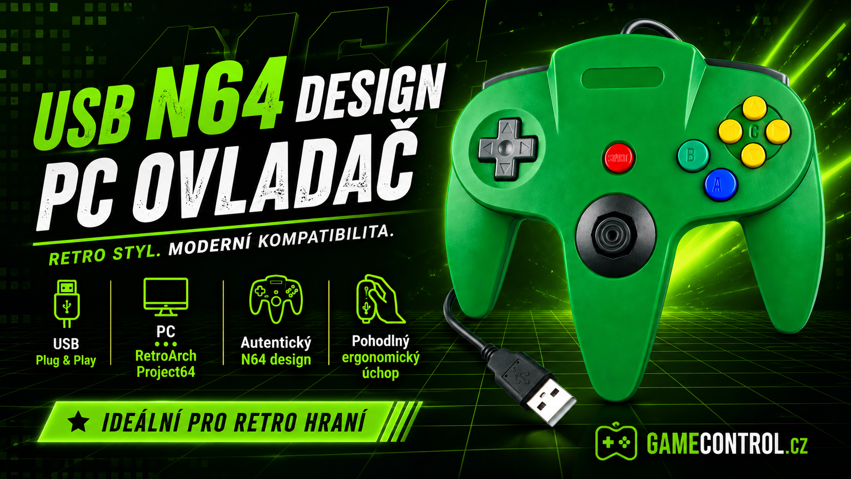 n64 ovladač usb pro retro hraní na počítači