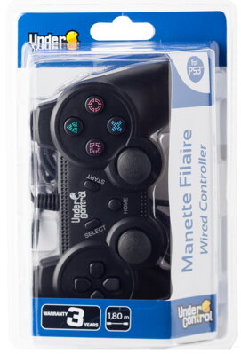 Ovladač kabelový PS3/PC černý 