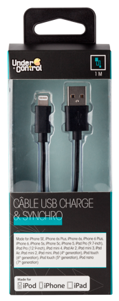 USB lightning iphone kabel černý 