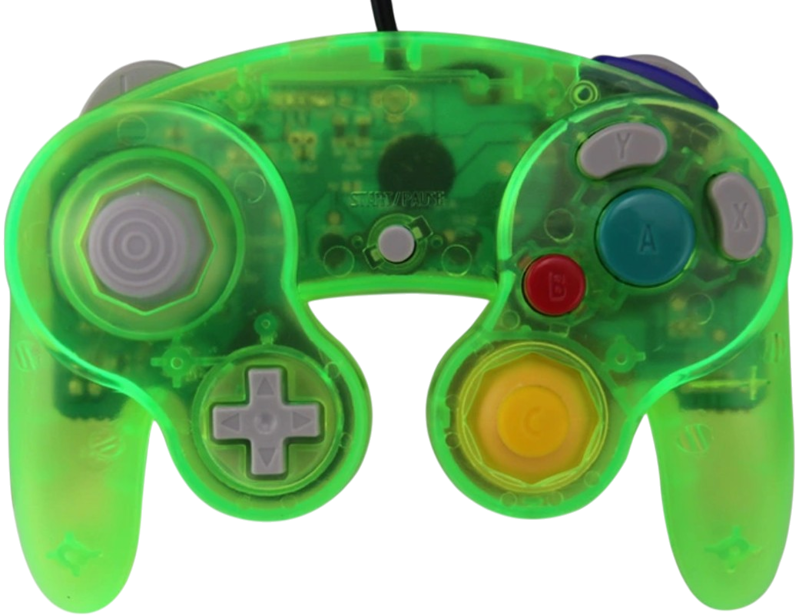 Gamecube ovladač zelený crystal