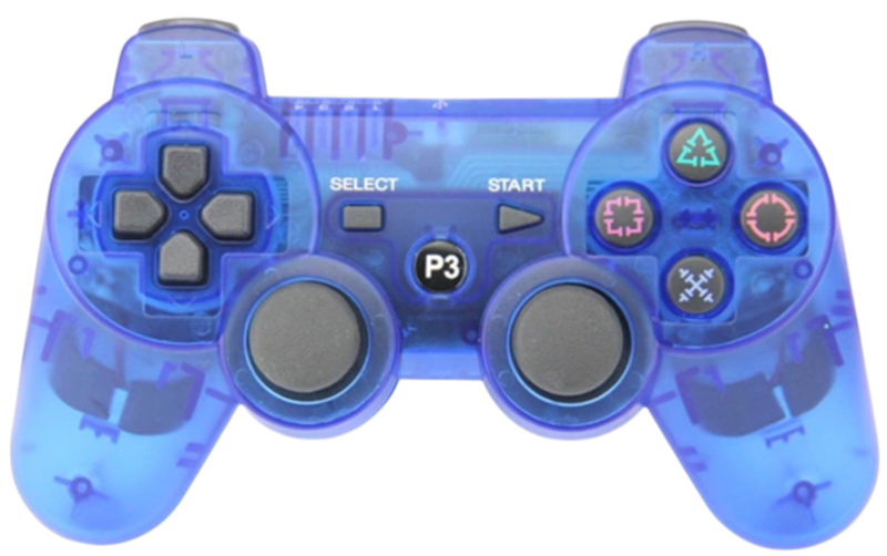 Ovladač PS3 Bluetooth modrý transparent