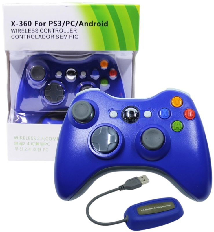 Bezdrátový ovladač XBOX 360 / PC 2,4 GHz modrý