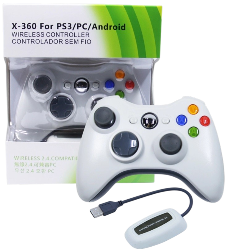 Bezdrátový ovladač XBOX 360 / PC 2,4 GHz bílý