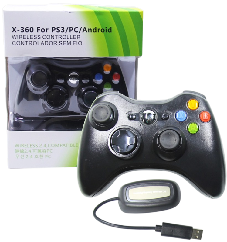 Bezdrátový ovladač XBOX 360 / PC 2,4 GHz černý