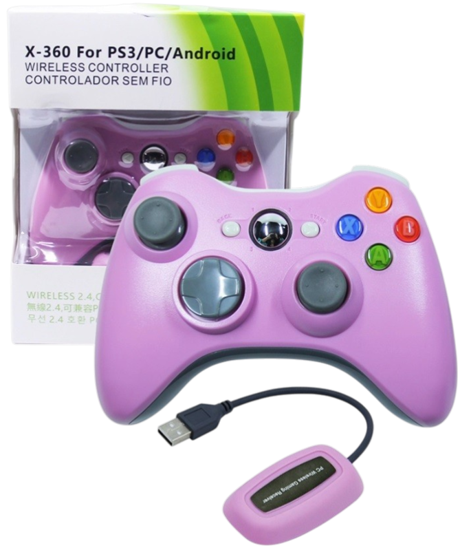 Bezdrátový ovladač XBOX 360 / PC 2,4 GHz růžový