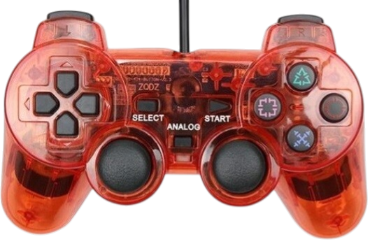 Ovladač PS2 kabelový červený crystal