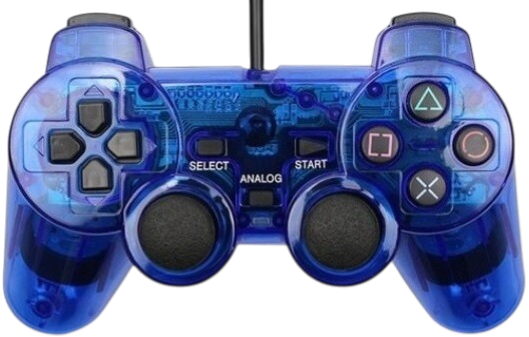 Ovladač PS2 kabelový modrý crystal