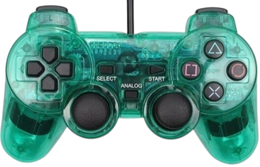 Ovladač PS2 kabelový zelený crystal