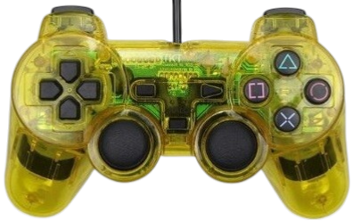 Ovladač PS2 kabelový žlutý crystal