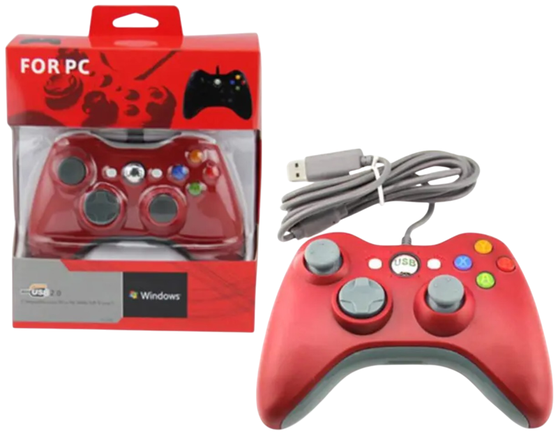 USB kabelový ovládač pro PC - červený