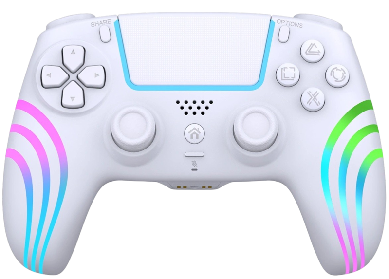PS4 bezdrátový ovladač bílý s RGB podsvícením