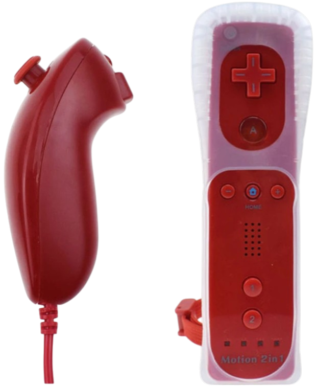Wii Remote Controller + Nunchuck červený
