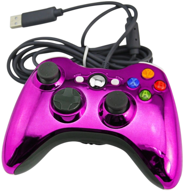 Xbox 360 kabelový ovladač chromovaný fialový limited