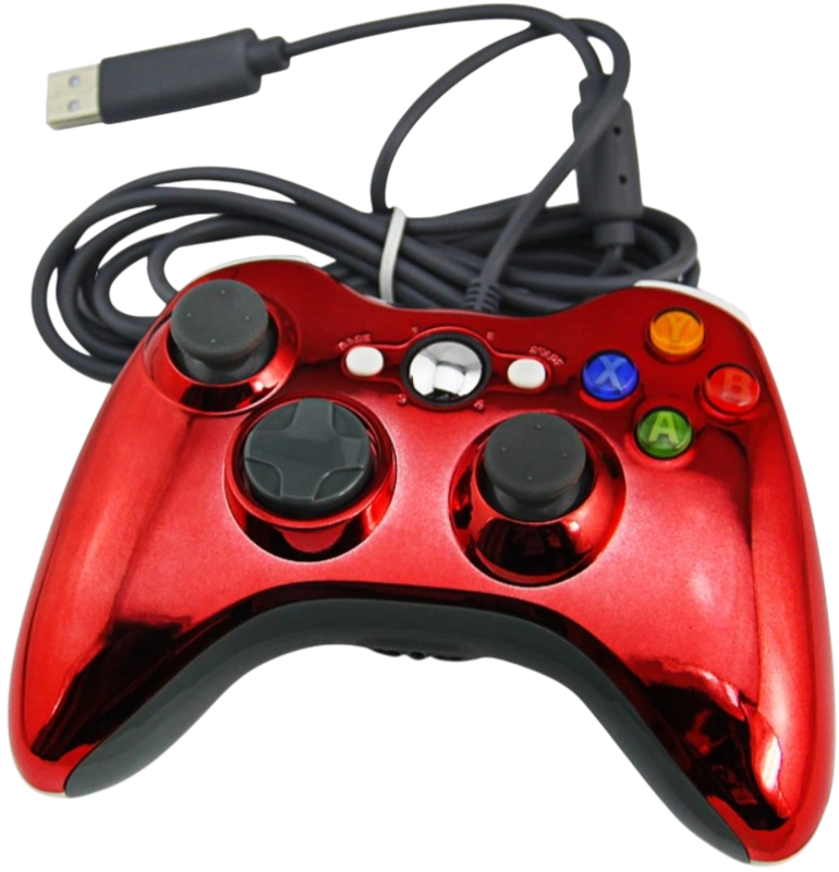 Xbox 360 kabelový ovladač chromovaný červený limited