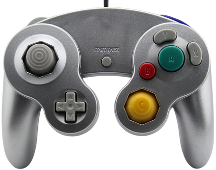 Gamecube ovladač stříbrný