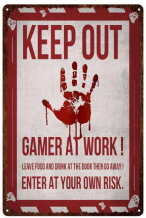 Plechová cedule Gamer At Work 20x30cm