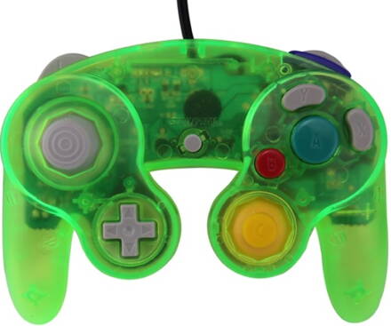 Gamecube ovladač zelený crystal