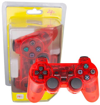 Ovladač PS2 2,4 Ghz bezdrátový krystal červený