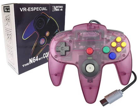 N64 růžový transparentní ovladač
