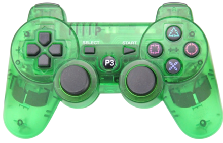 Ovladač PS3 Bluetooth zelený transparent