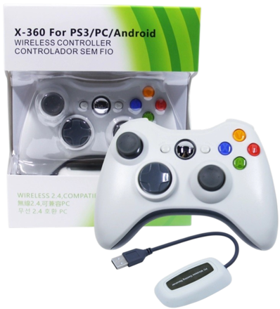 Bezdrátový ovladač XBOX 360 / PC 2,4 GHz bílý