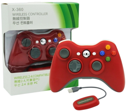 Bezdrátový ovladač XBOX 360 / PC 2,4 GHz červený