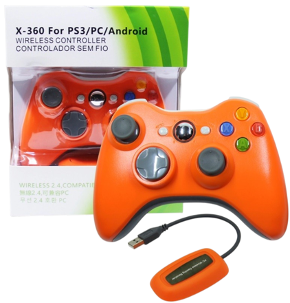 Bezdrátový ovladač XBOX 360 / PC 2,4 GHz oranžový