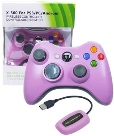 Bezdrátový ovladač XBOX 360 / PC 2,4 GHz růžový