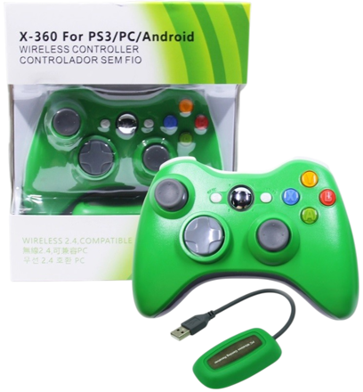 Bezdrátový ovladač XBOX 360 / PC 2,4 GHz zelený