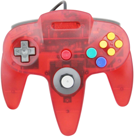 N64 červený transparentní ovladač