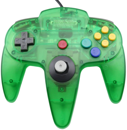 N64 zelený transparentní ovladač