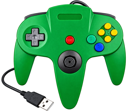 USB N64 Design PC ovladač - zelený
