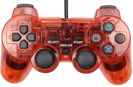 Ovladač PS2 kabelový červený crystal