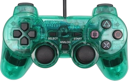 Ovladač PS2 kabelový zelený crystal