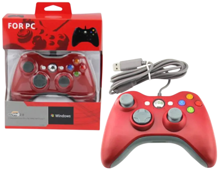 USB kabelový ovládač pro PC - červený
