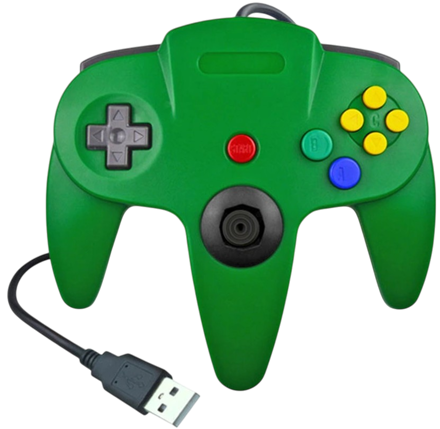 USB N64 Design PC ovladač - zelený