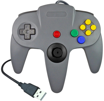 USB N64 Design PC ovladač - šedý