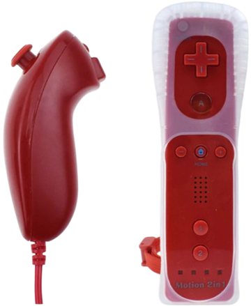 Wii Remote Controller + Nunchuck červený