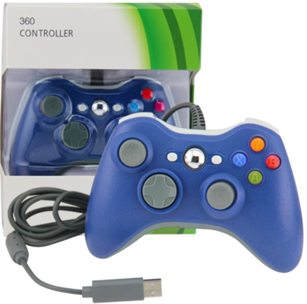 Xbox 360 kabelový ovladač modrý
