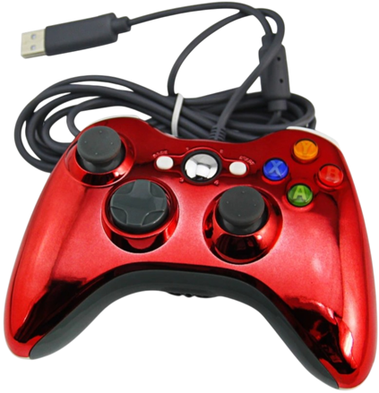 Xbox 360 kabelový ovladač chromovaný červený limited
