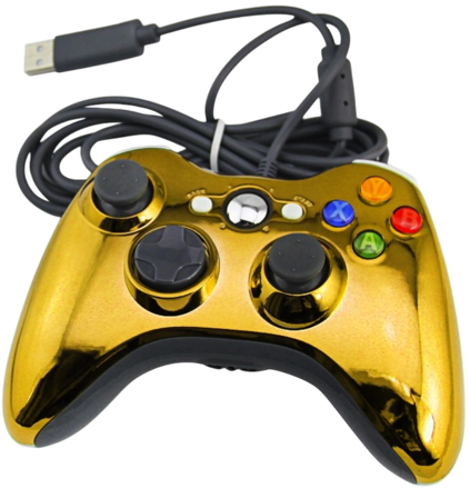 Xbox 360 kabelový ovladač chromovaný GOLD limited