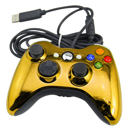 Xbox 360 kabelový ovladač chromovaný GOLD limited