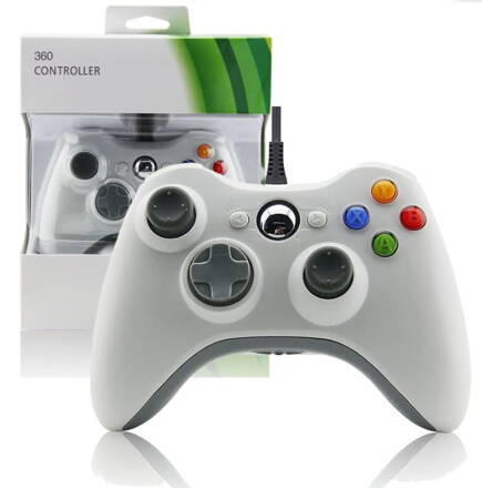 Xbox 360 kabelový ovladač bílý