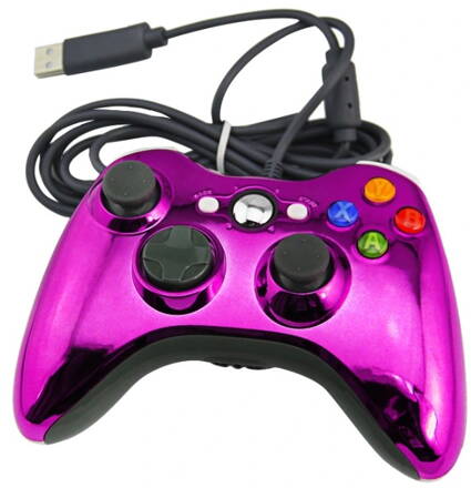 Xbox 360 kabelový ovladač chromovaný fialový limited