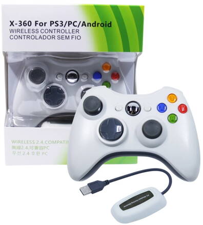Bezdrátový ovladač XBOX 360 / PC 2,4 GHz bílý