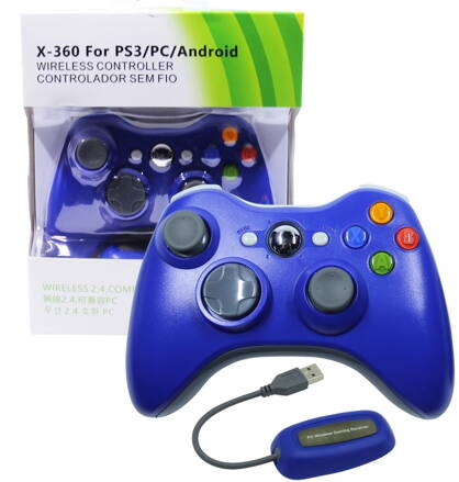 Bezdrátový ovladač XBOX 360 / PC 2,4 GHz modrý