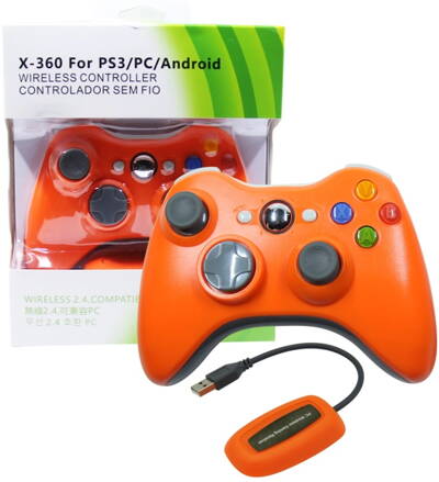 Bezdrátový ovladač XBOX 360 / PC 2,4 GHz oranžový